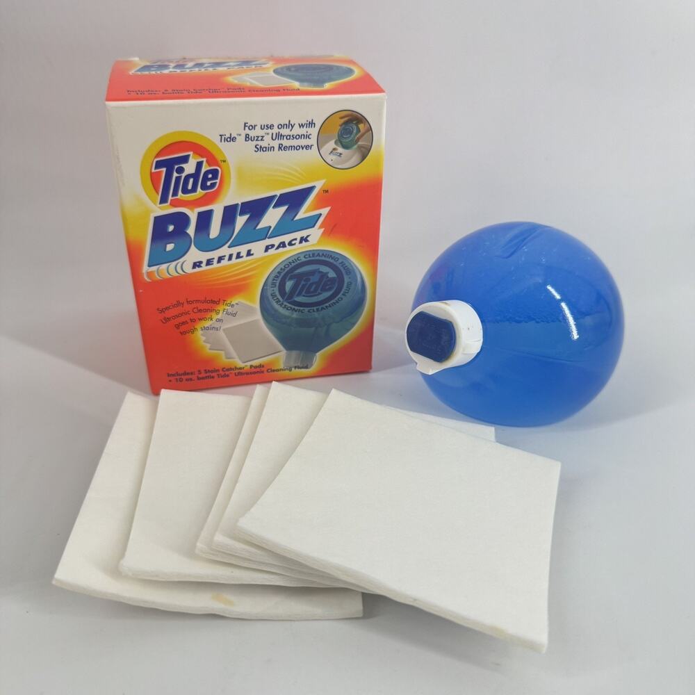 Tide Buzz Refill Pack For Ultrasonic Stain Remover 10 oz Liquid & 5 Pads